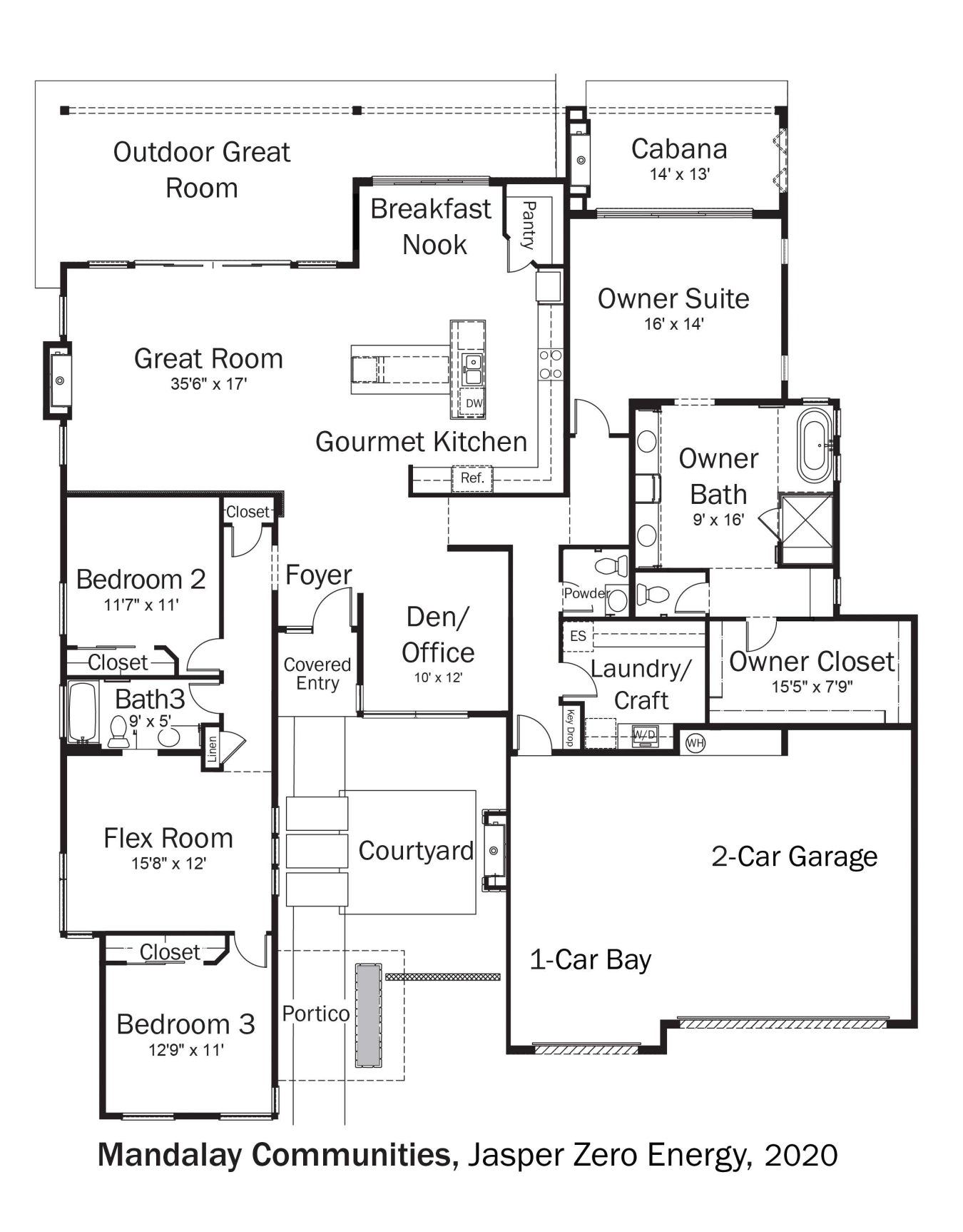 Floorplans for DOE Tour of Zero: Jasper Zero Energy by Mandalay Homes.