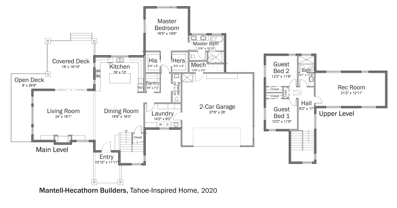 Floorplans for DOE Tour of Zero: Tahoe Inspired Home by Mantell-Hecathorn Builders.