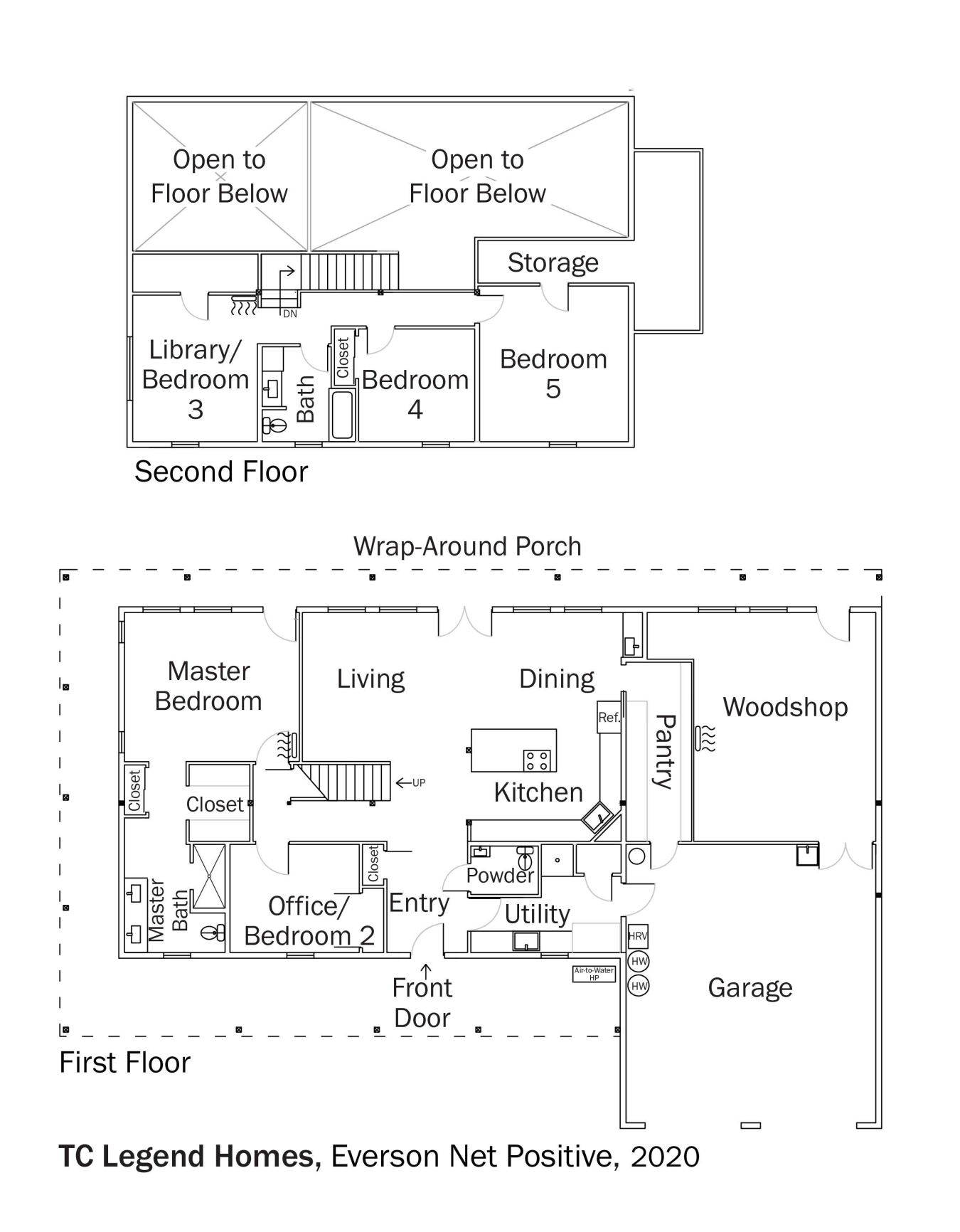 Floorplans for DOE Tour of Zero: Everson Net Positive by TC Legend Homes.