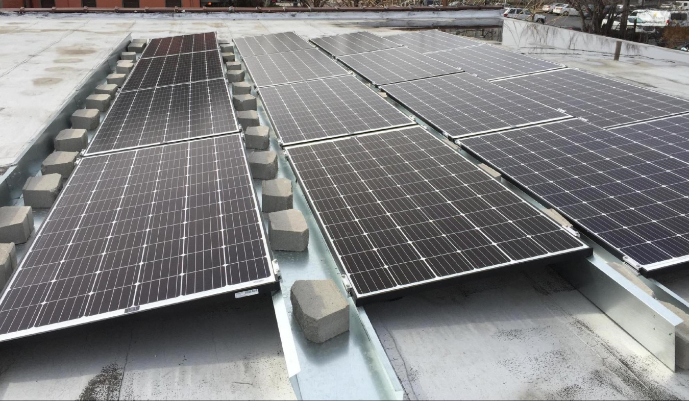 solar photovoltaic array on the roof using a prototype of the racking system