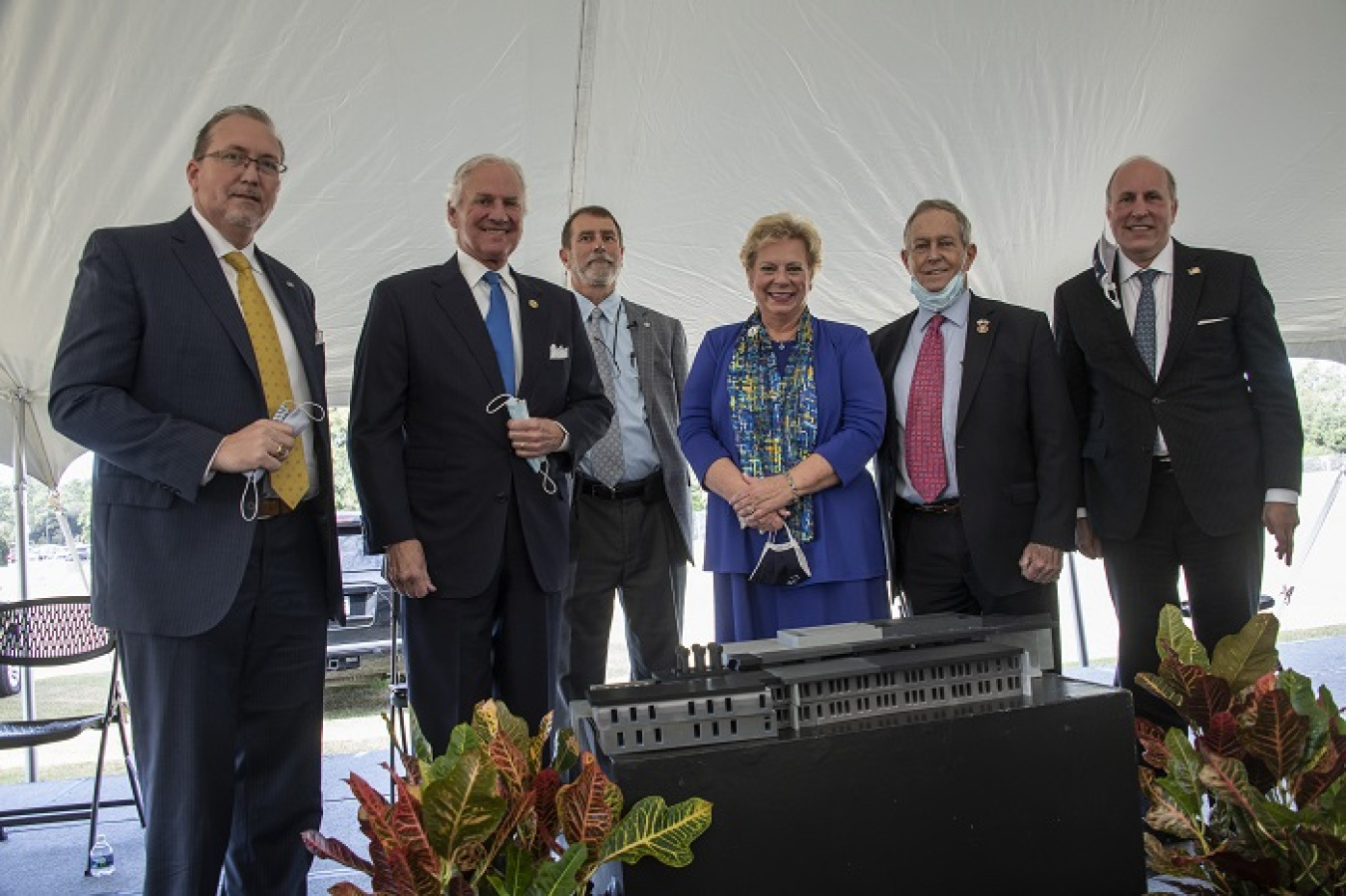From left, Aiken Mayor Rick Osbon, South Carolina Gov. Henry McMaster, DOE Savannah River Laboratory Office Director Tony Polk, University of South Carolina-Aiken Chancellor Dr. Sandra J. Jordan, Rep. Joe Wilson of South Carolina