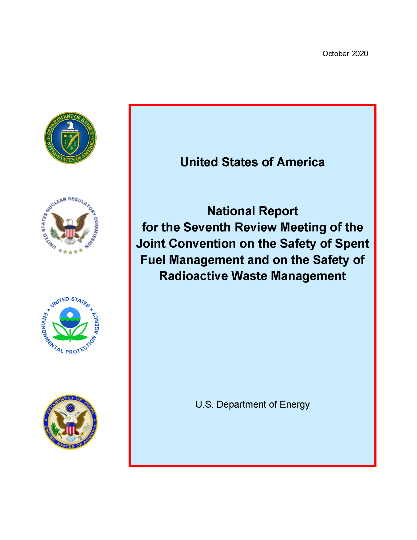 Report Cover for the Seventh Review Meeting of the Joint Convention on the Safety of Spent Fuel Management and the Safety of Radioactive Waste Management