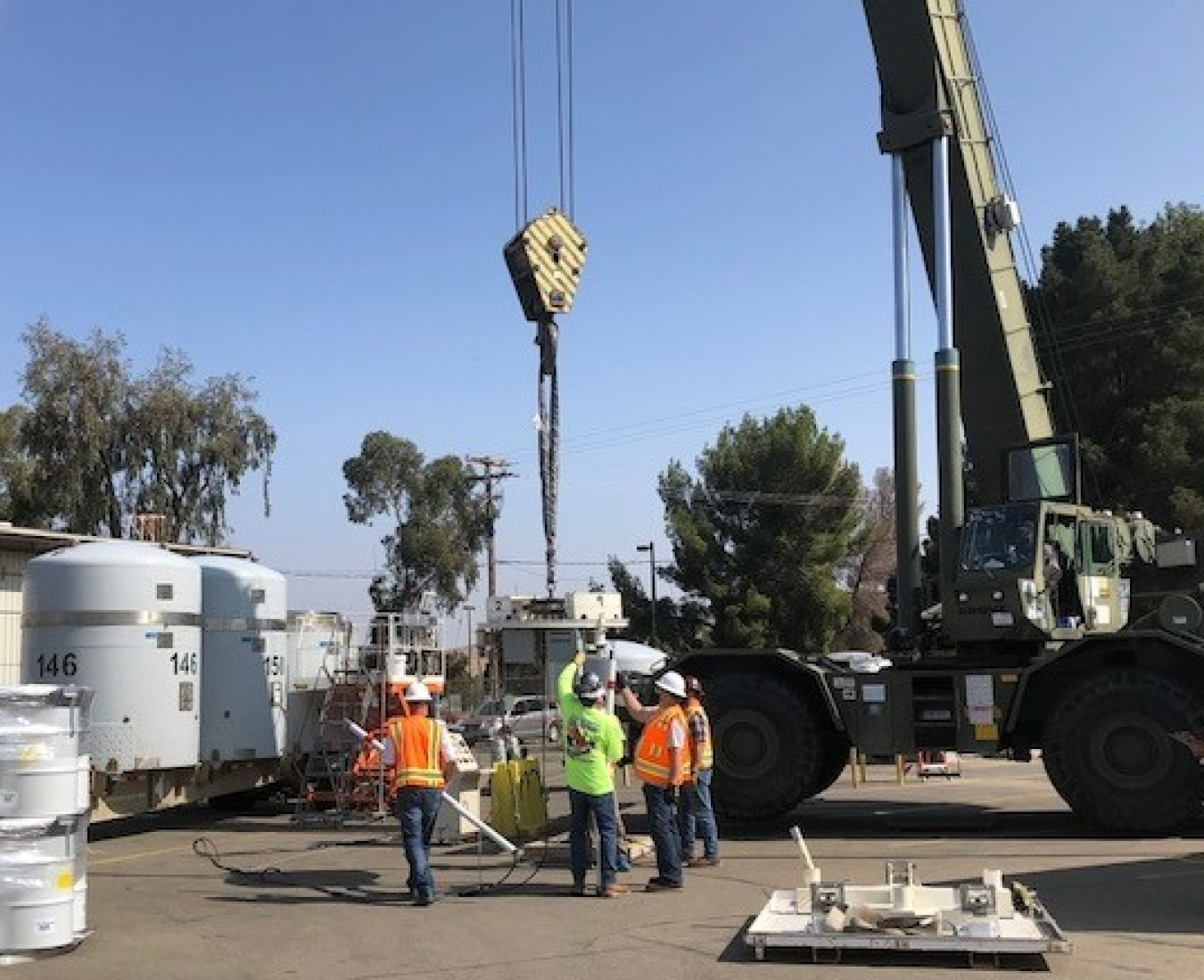 The Waste Isolation Pilot Plant mobile loading team processes a recent transuranic waste shipment from Lawrence Livermore National Laboratory.
