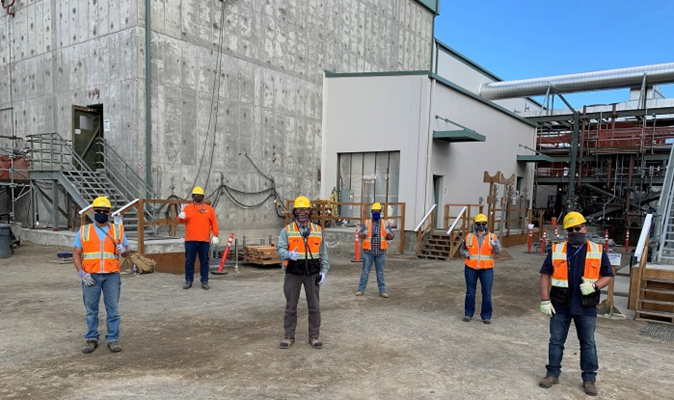 Pictured from left are Waste Treatment Completion Company’s Effluent Management Facility startup team members Greg Westby, Roger Tillenburg, James Jones, Duane Almond, Rhonda De Jonghe, and Pete Hingston.