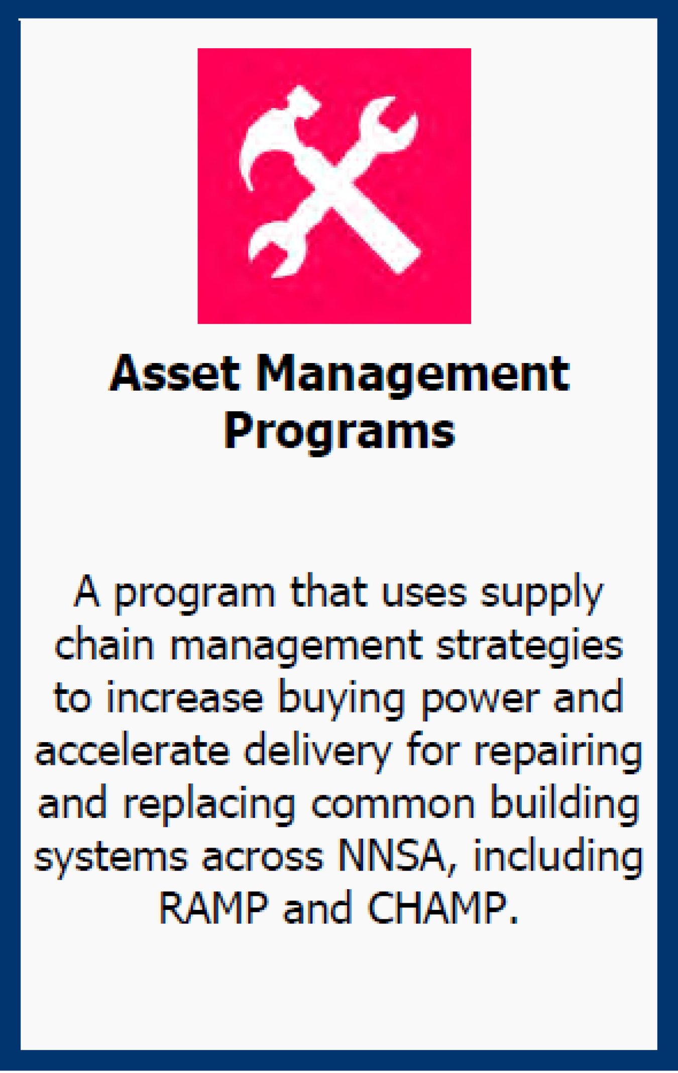 NNSA's Asset Management Programs