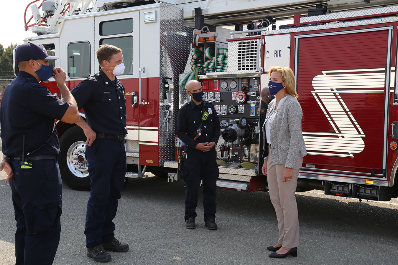 NNSA Administrator Lisa E. Gordon-Hagerty talks to first responders at Lawrence Livermore National Laboratory. During her visit, she helped break ground on a new Emergency Operations Center at the Lab.