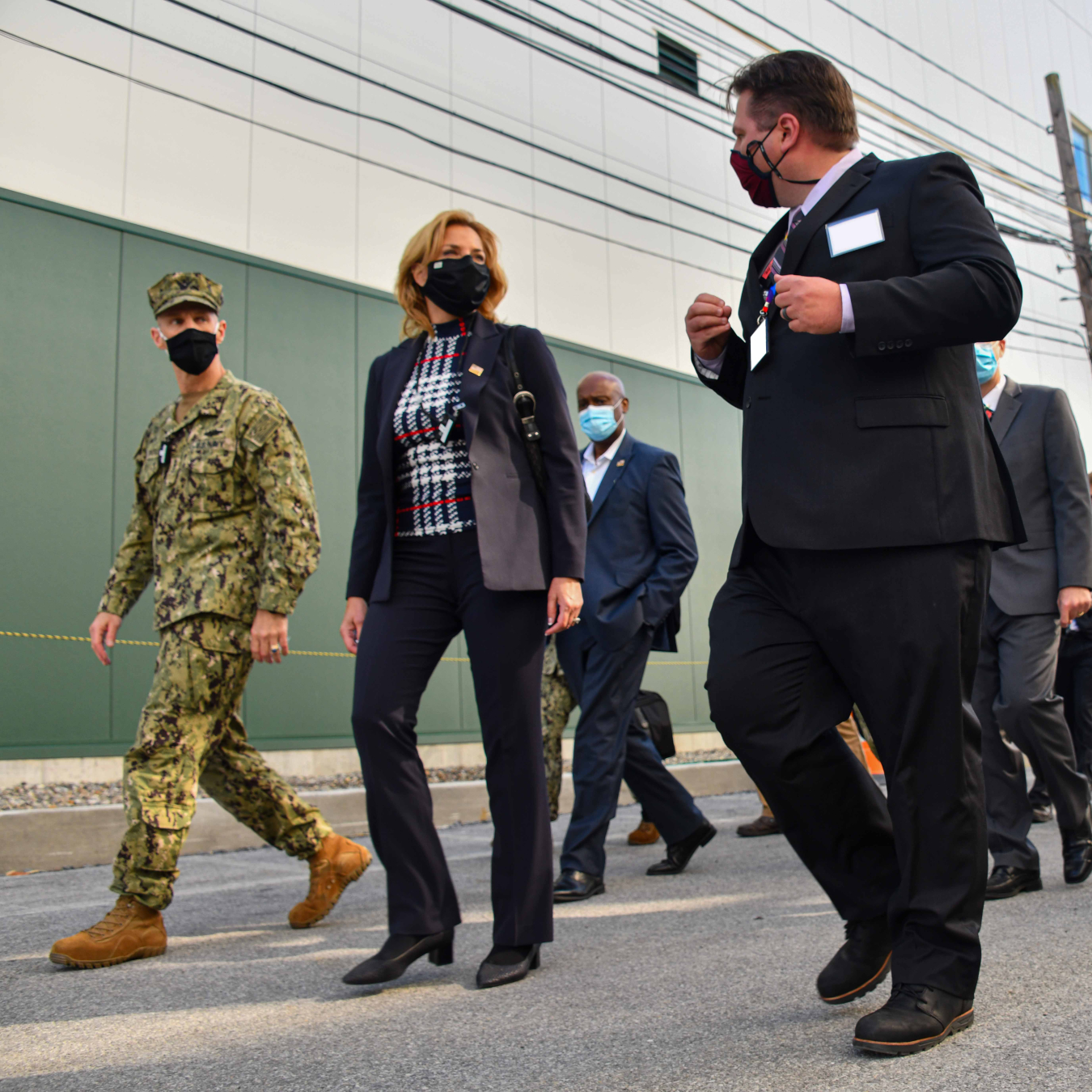 A leader from the the Kenneth A. Kesselring Site leads NNSA Administrator Lisa E. Gordon-Hagerty, Adm. James F. Caldwell, Jr., and Naval Reactors personnel on a walking tour of the site.