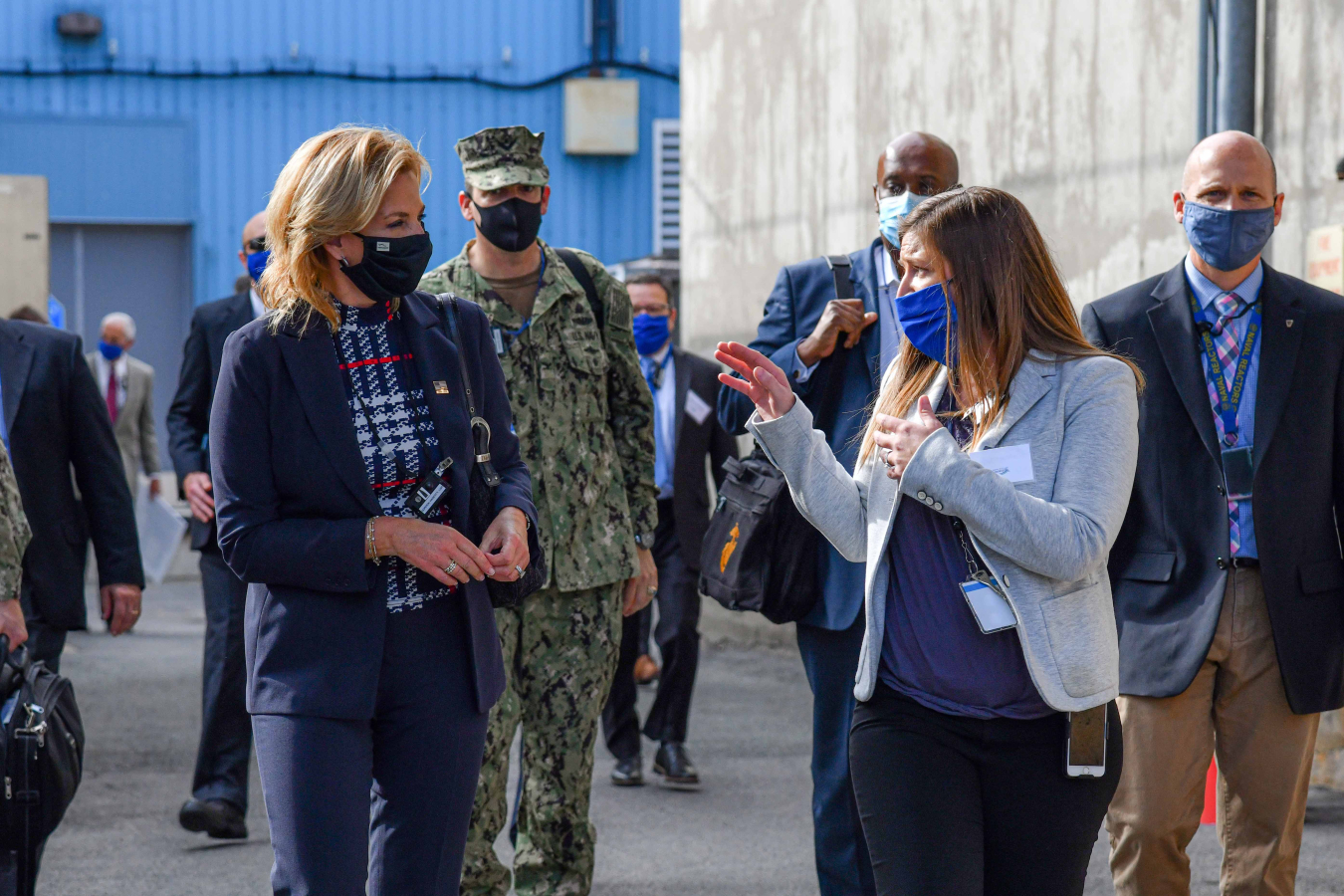 Personnel from the Knolls Atomic Power Laboratory speak with NNSA Administrator Lisa E. Gordon-Hagerty during a tour of the site.