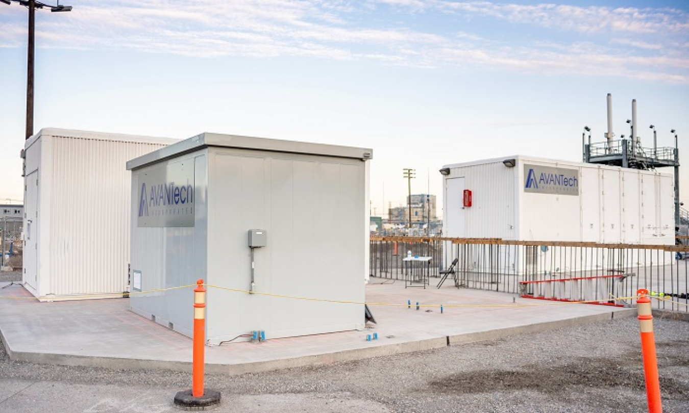 From left, auxiliary, control, and process enclosures for the Tank-Side Cesium Removal system.