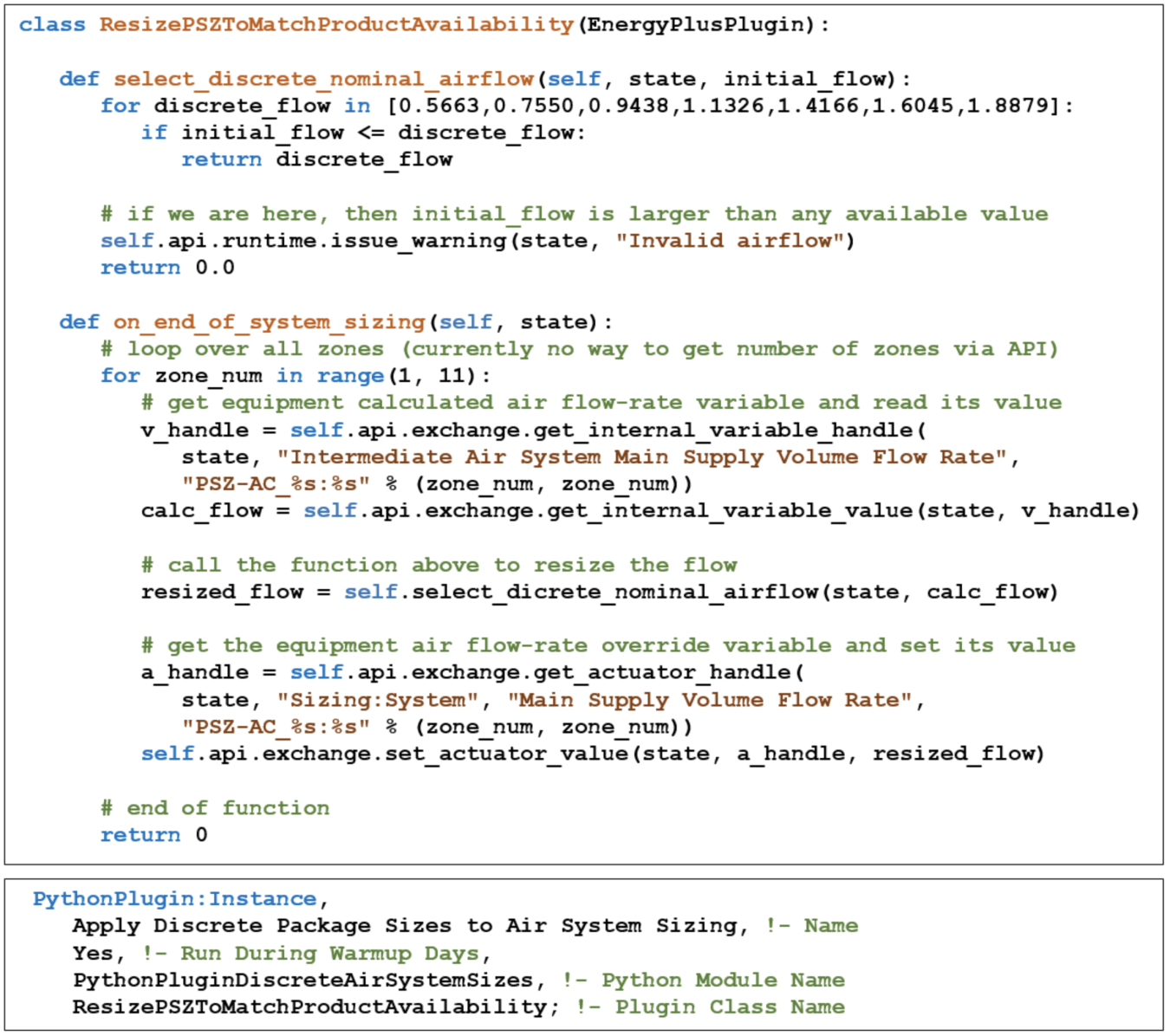 This python script upsizes equipment airflow capacities to match actually available equipment. EnergyPlus calls this script after calculating airflow capacities based on maximum heating, cooling, and ventilation loads.