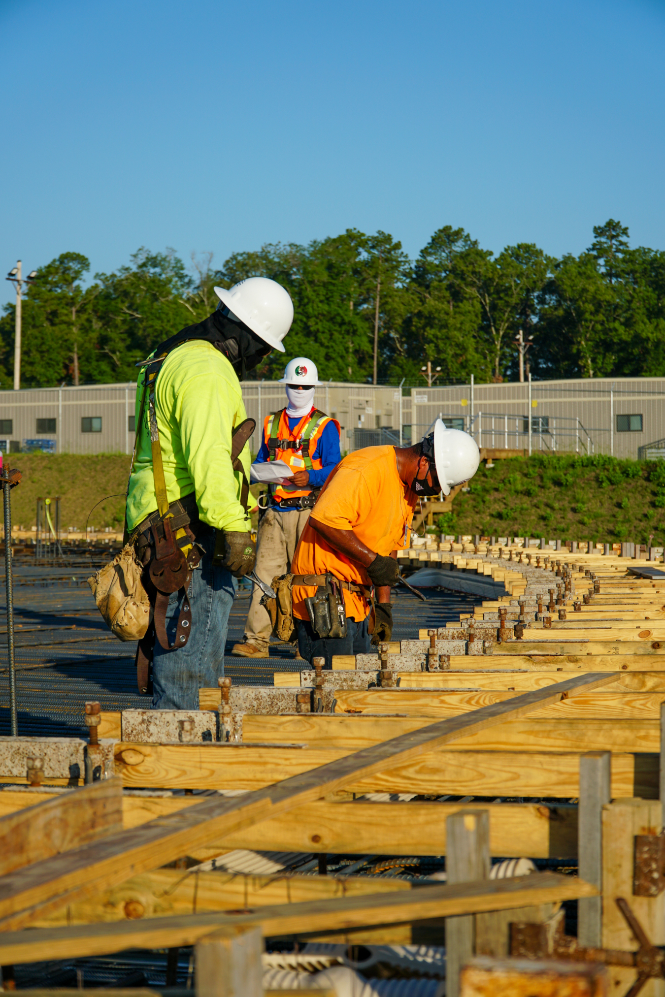 Savannah River Remediation subcontractor employees set rebar in preparation for the foundation slab at Saltstone Disposal Unit 8.