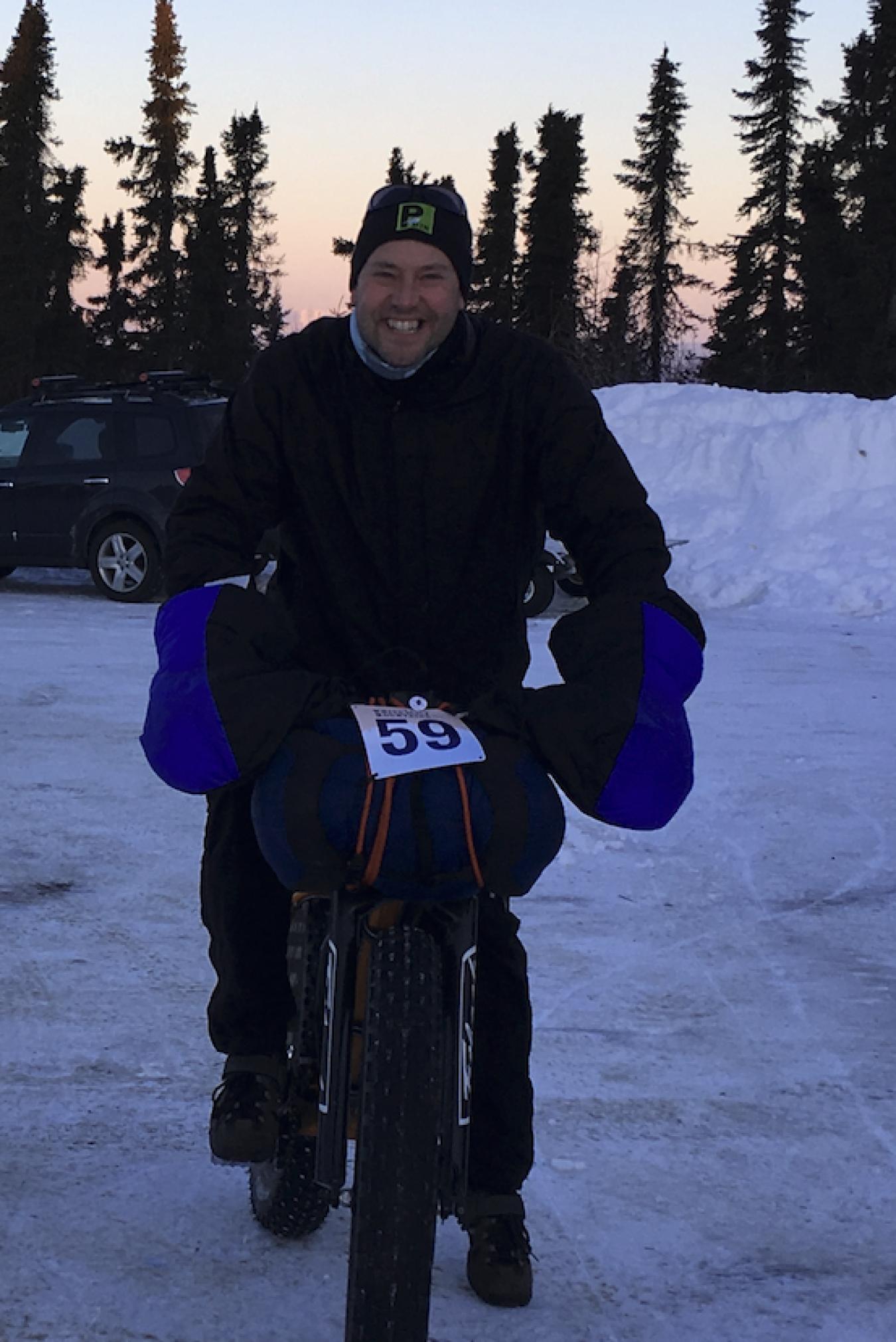 Dr. Matt Heavner heading out for a ride through the snow.