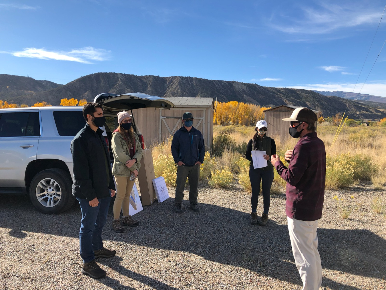 Bustillo and Rojas tour LM's Rifle, CO, Disposal/Processing Site with Tashina Jasso (LM), Brackett Mays (LM Strategic Partner), and Ken Williams (Lawrence Berkeley National Laboratory). 