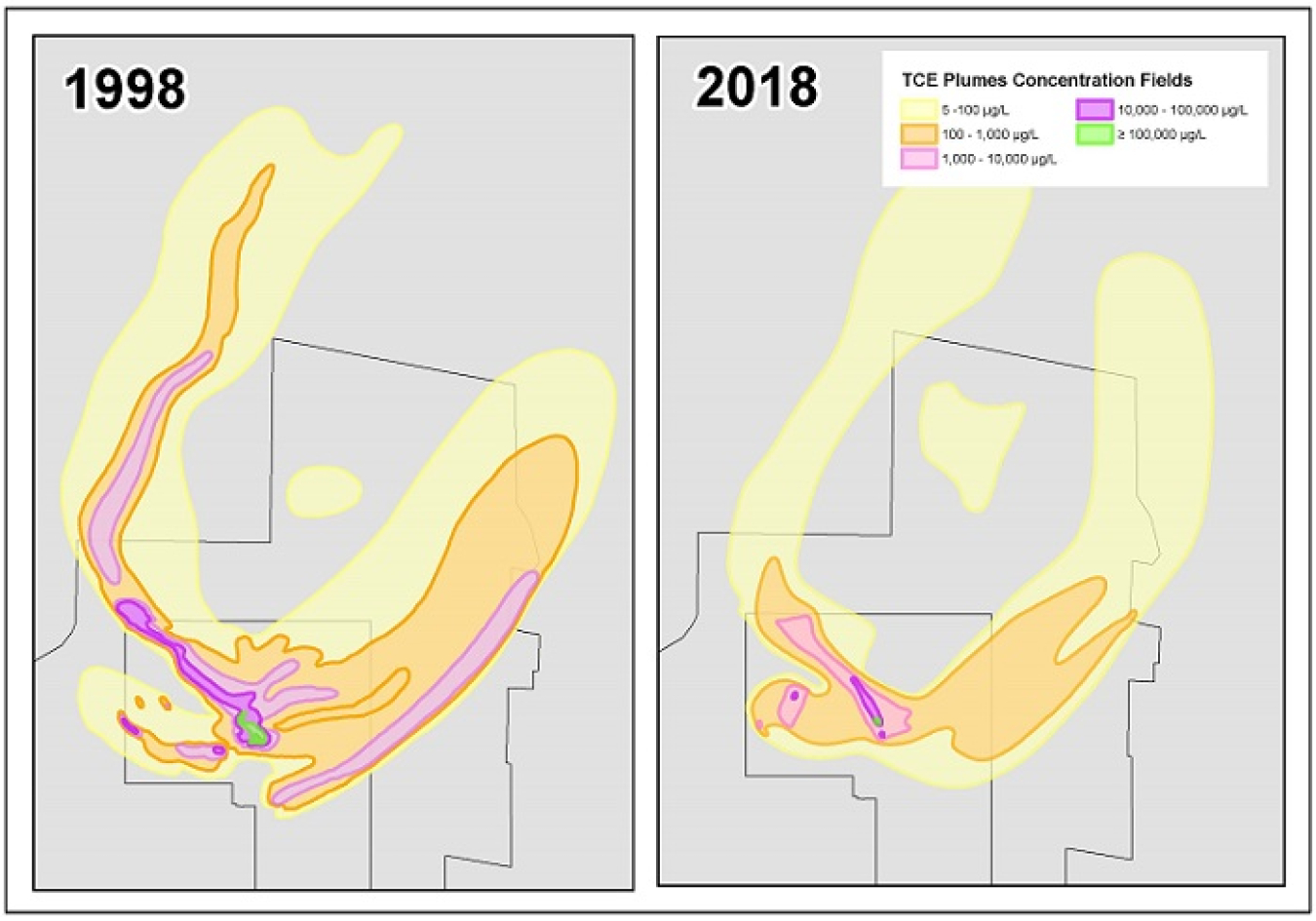 Since pump-and-treat operations began at the Paducah Site, EM has been successful in reducing the concentration levels of trichloroethene in groundwater.