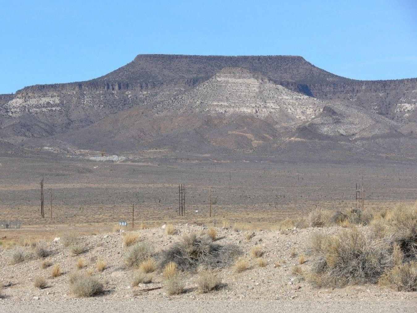 A view from Sedan Crater looking at Flat Top Mountain with Climax Mine visible on the foothill.