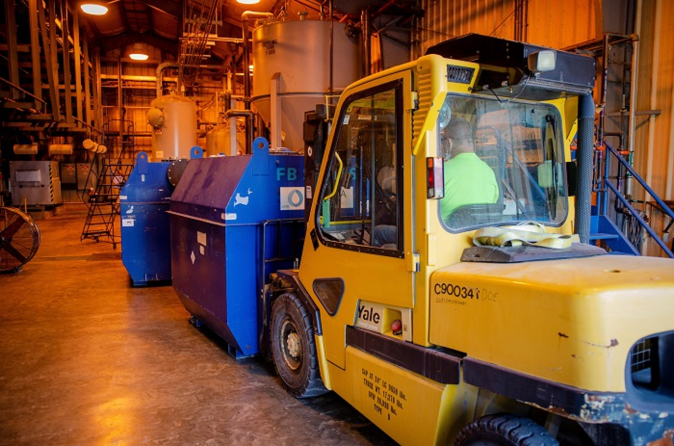 This is what the equipment used at the C-612 northwest pump-and-treat facility looks like today. While the equipment has been updated, the process to remove trichloroethene remains the same.