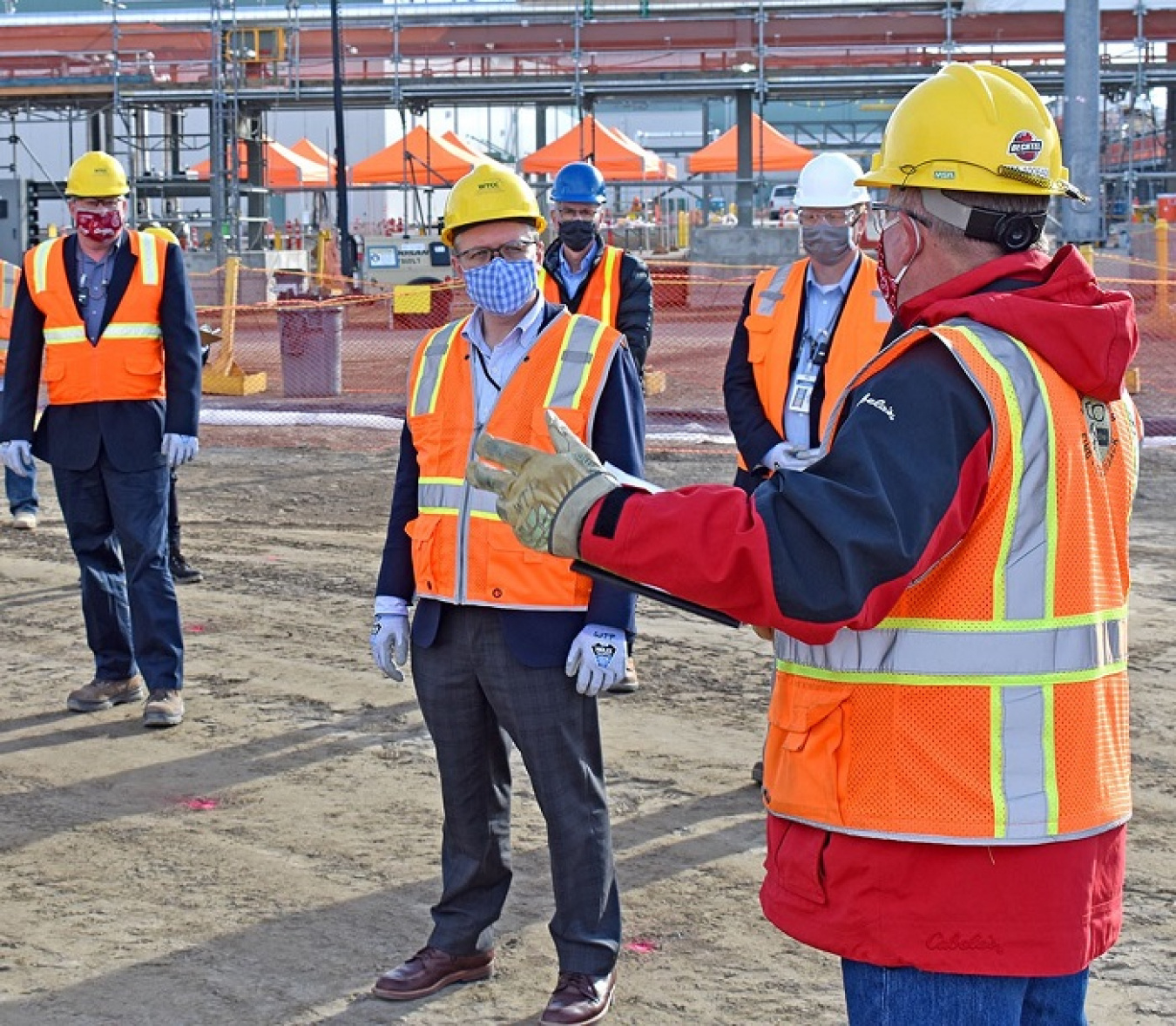 EM Senior Advisor William “Ike” White, fourth from right, got a firsthand look at facilities and systems that make up the Direct-Feed Low-Activity Waste (DFLAW) system at Hanford’s Waste Treatment and Immobilization Plant during a visit on Oct. 28.