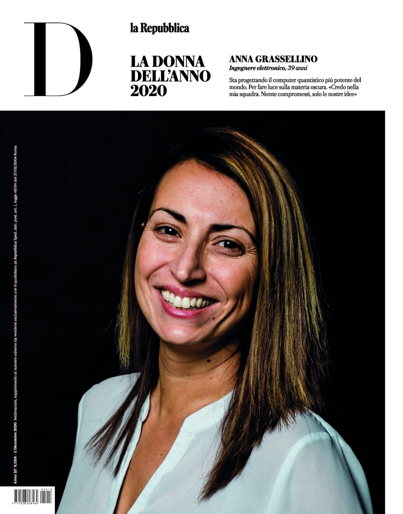 On Dec. 10, the Italian magazine D La Repubblica named Anna Grassellino, scientist at the U.S. Department of Energy’s Fermi National Accelerator Laboratory, as “Woman of the Year.”