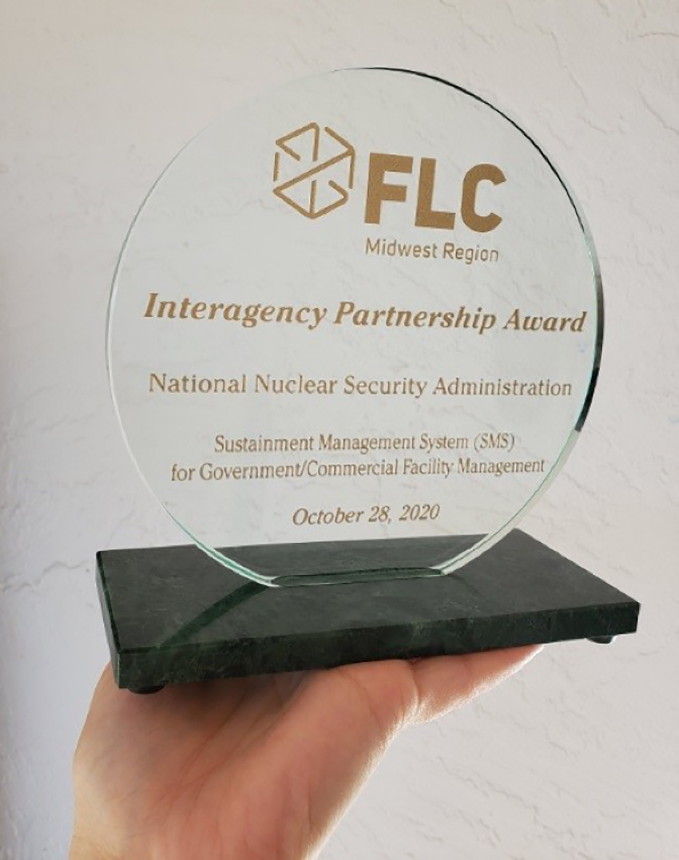 NNSA received the FLC Midwest Region Interagency Partnership Award in October 2020 for its BUILDER Sustainment Management System for Government/Commercial Facility Management.