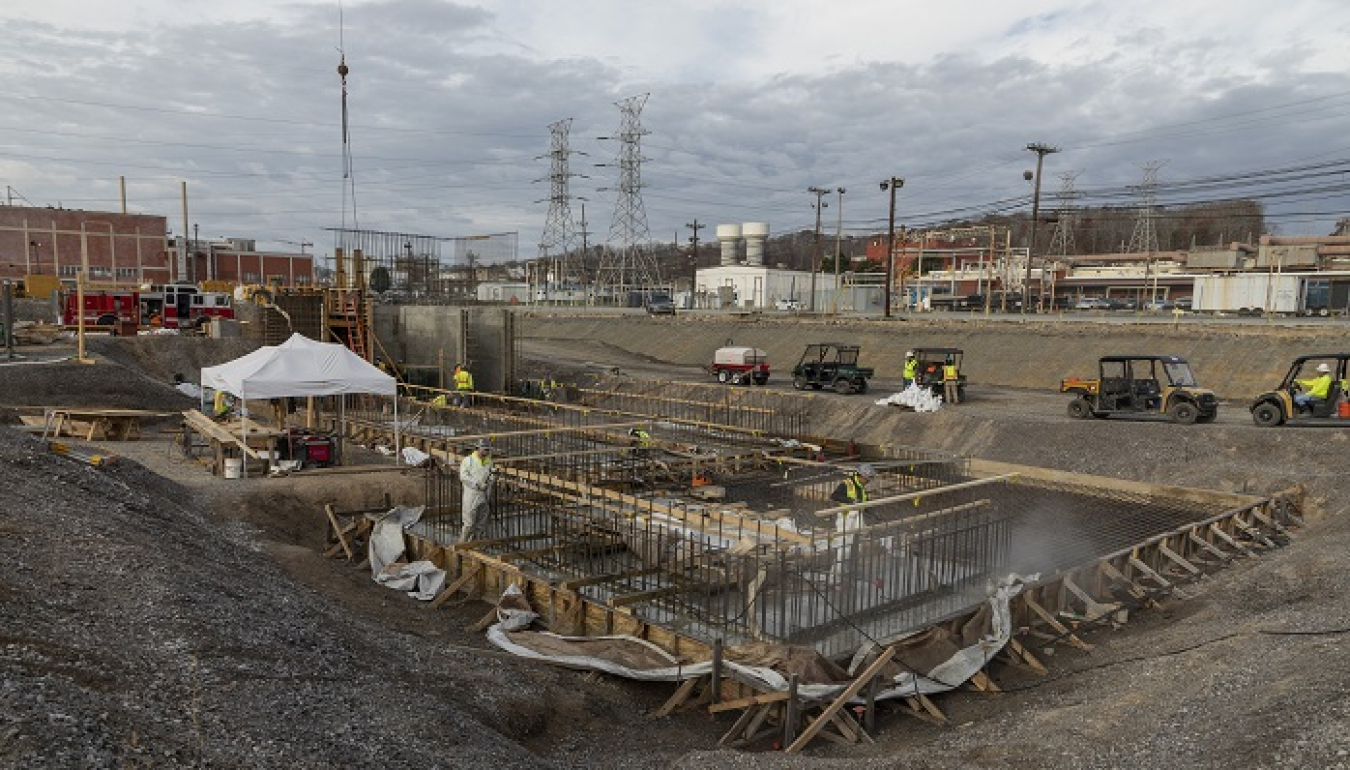 Workers continued construction on the Outfall 200 Mercury Treatment Facility in 2020.