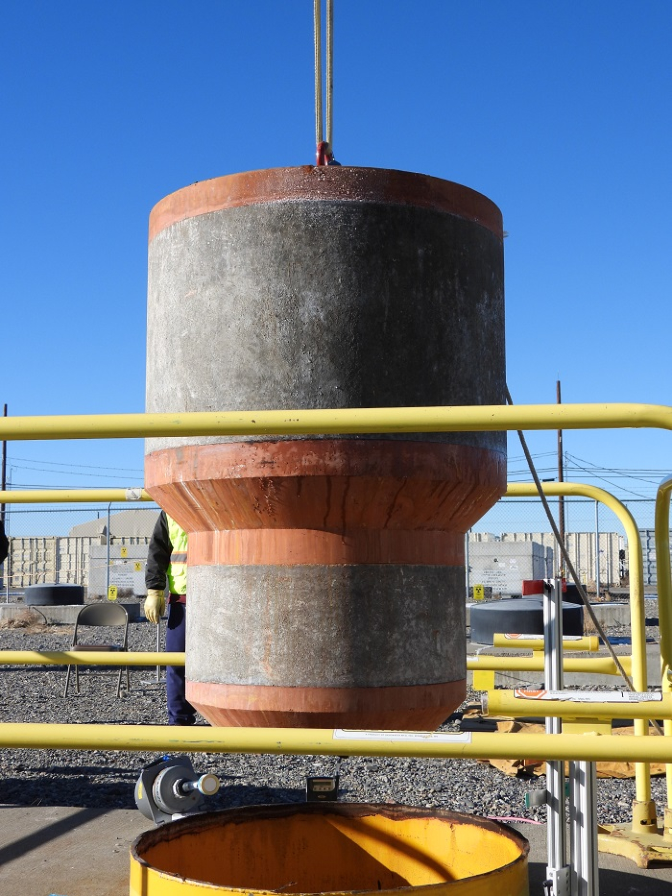 A shield plug is removed to gain access to a Peach Bottom spent nuclear fuel basket.