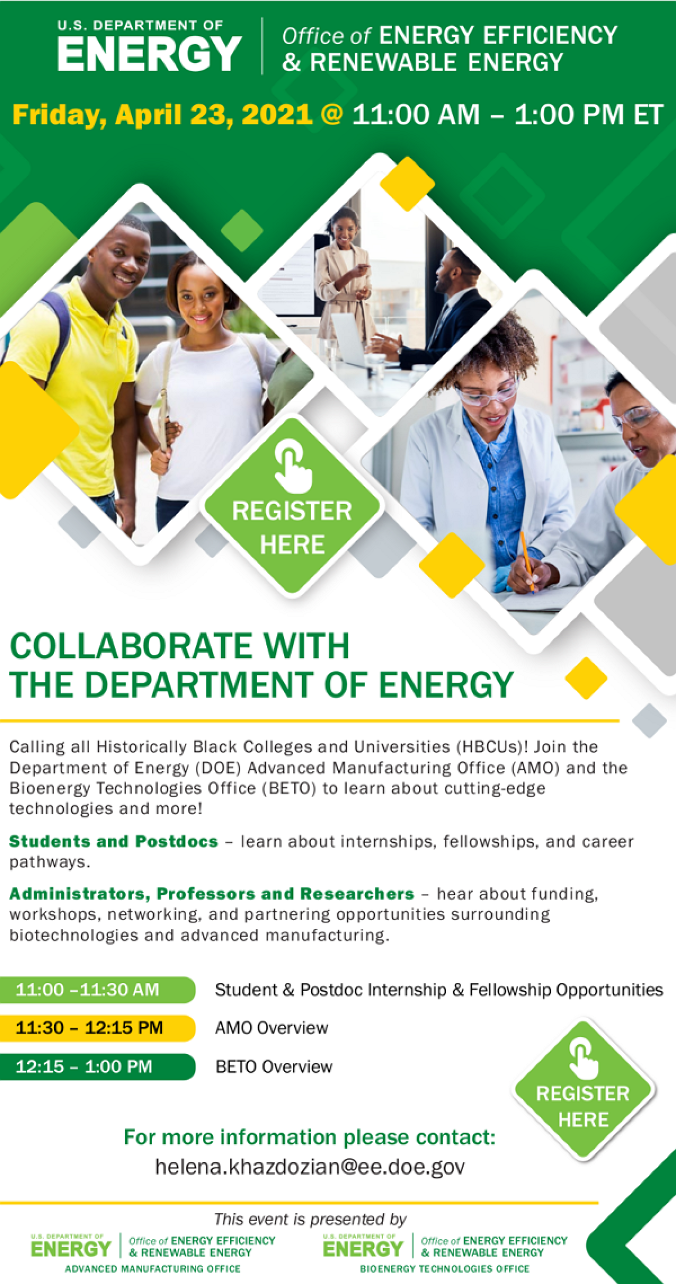 Collaborate with the DOE 4/23/21 @ 11:00 AM – 1:00 PM ET