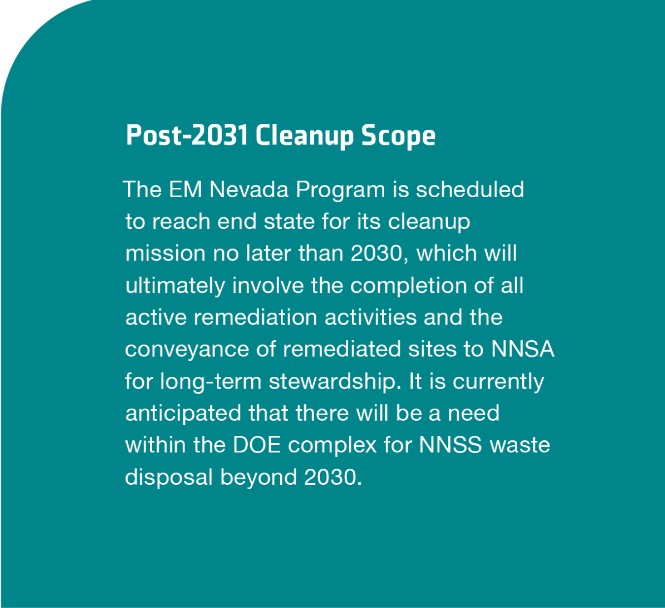 NNSS Post 2031 Clean Up Scope