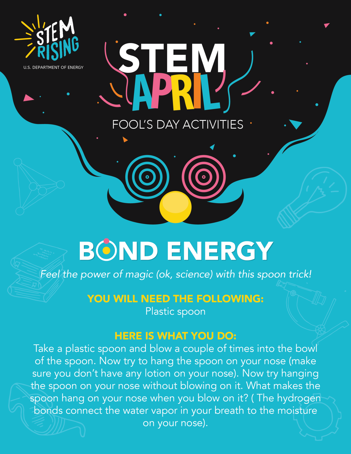 A student STEM activity for April Fool's Day about bond energy.