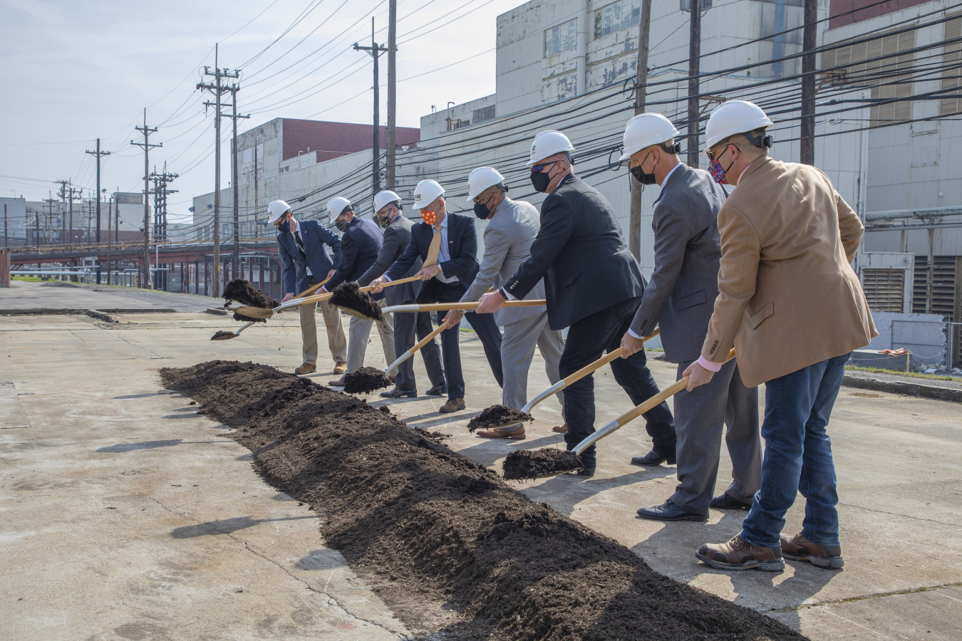Officials participate in a groundbreaking ceremony for the West End Protected Area Reduction project (WEPAR) at Y-12 National Security Complex.