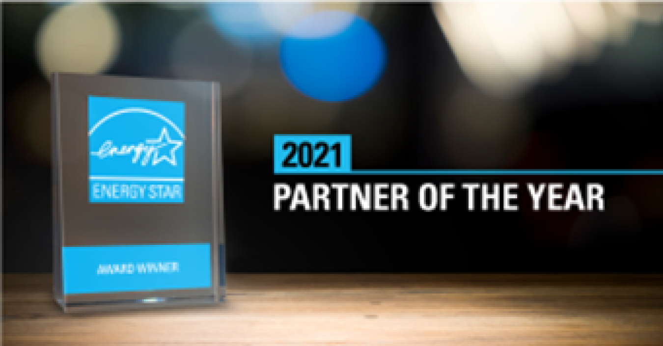 Image of the ENERGY STAR award, with the words "2021 Partner of the Year."