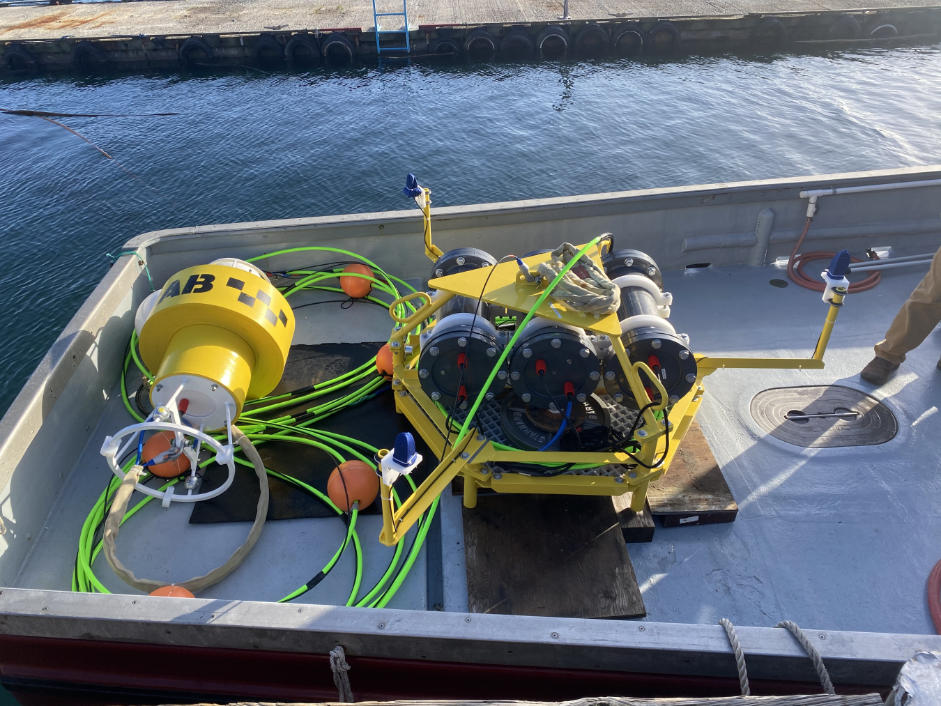 Photo of an acoustic buoy unit ready for deployment.