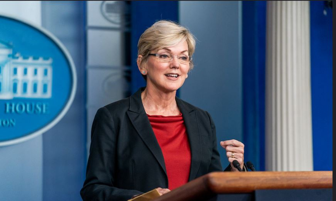 Secretary Jennifer Granholm speaks at the White House. 