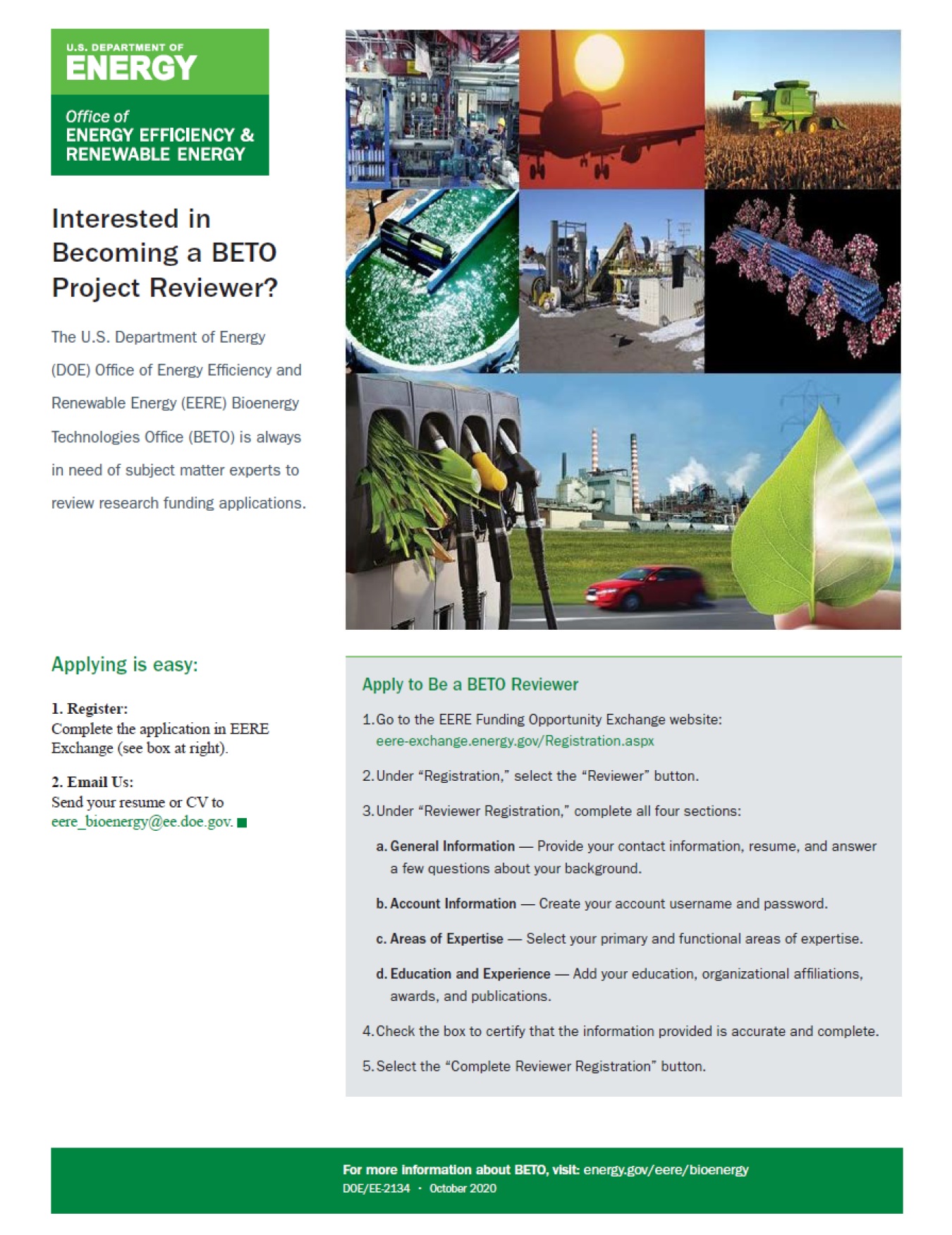 A screenshot of the BETO Project Reviewer flyer.