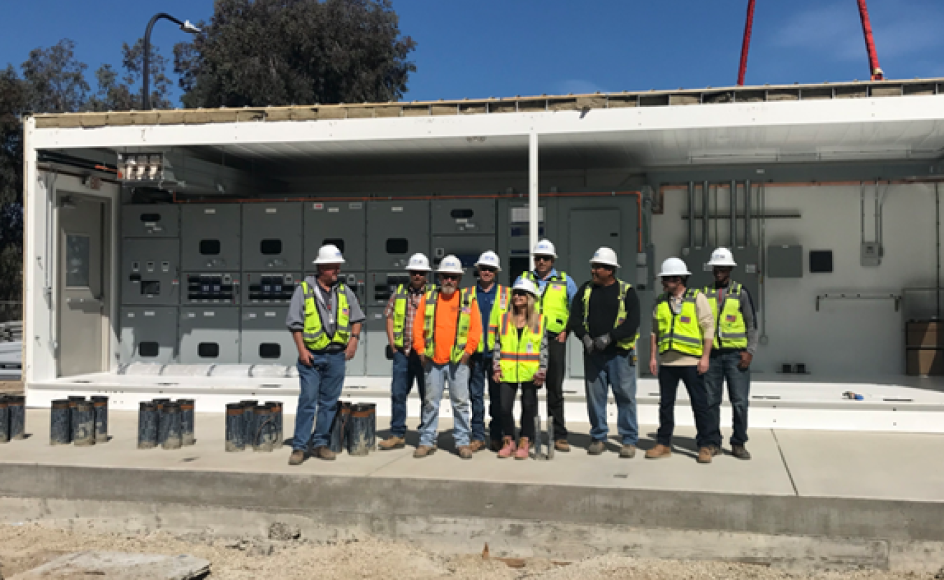 Members of the Load Grid Switchgear Construction crew on the Expand Electrical Distribution System project.