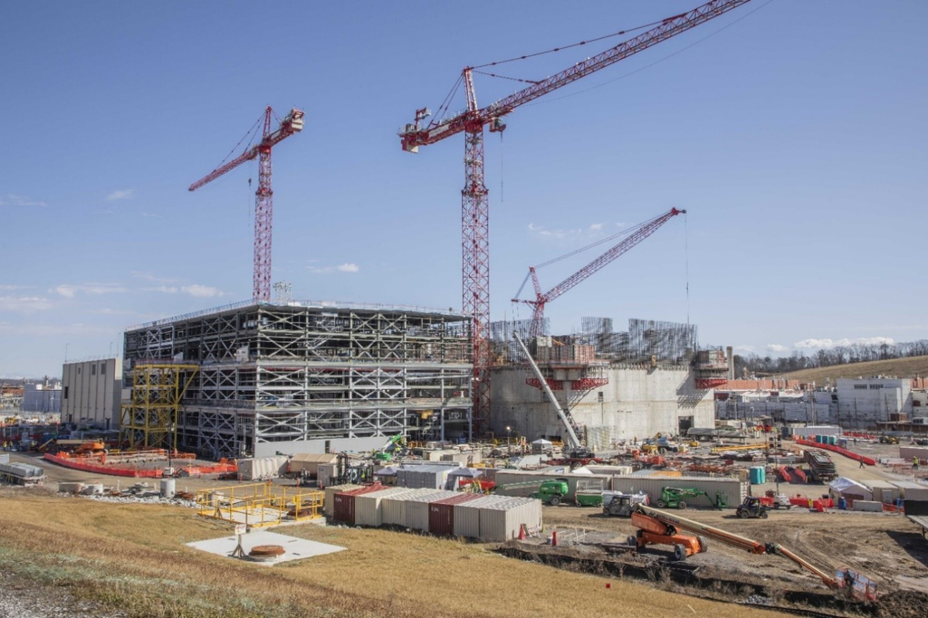 The Uranium Processing Facility (UPF) Project main construction site—Main Process Building, Salvage and Accountability Building and Mechanical Electrical Building.