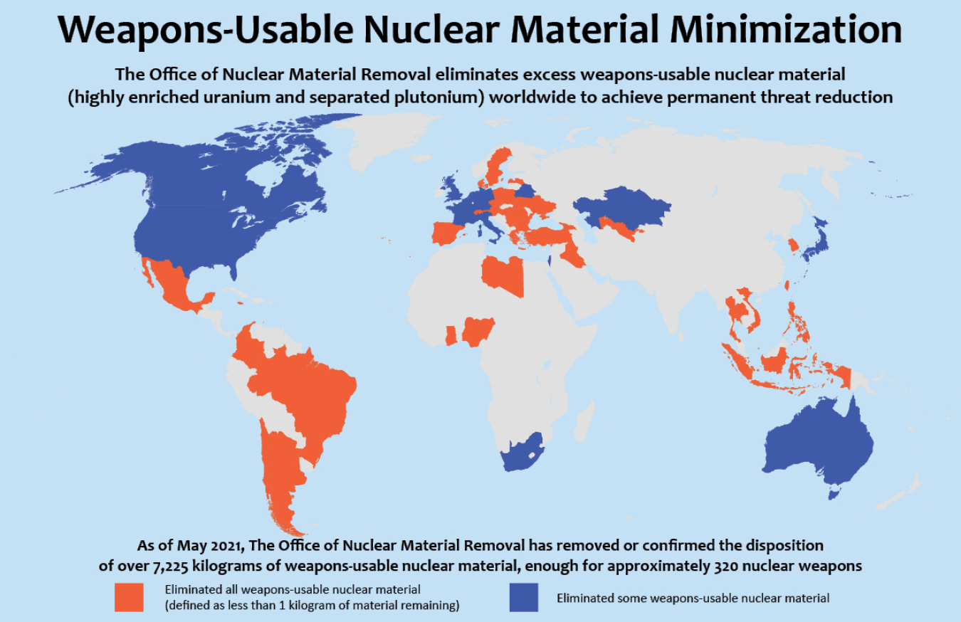 World map showing countries DNN hasremoved materials from
