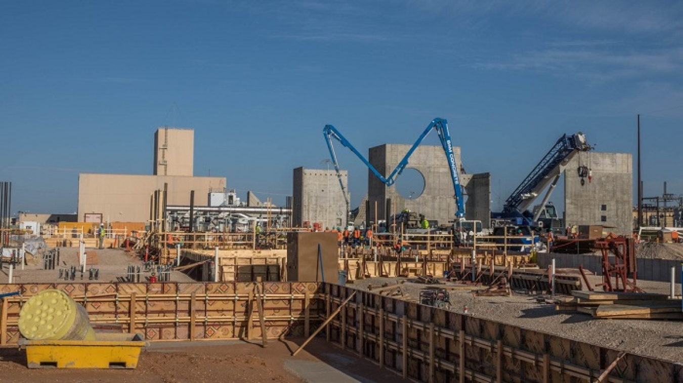 A view of work underway for the Safety Significant Confinement Ventilation System at the Waste Isolation Pilot Plant. 