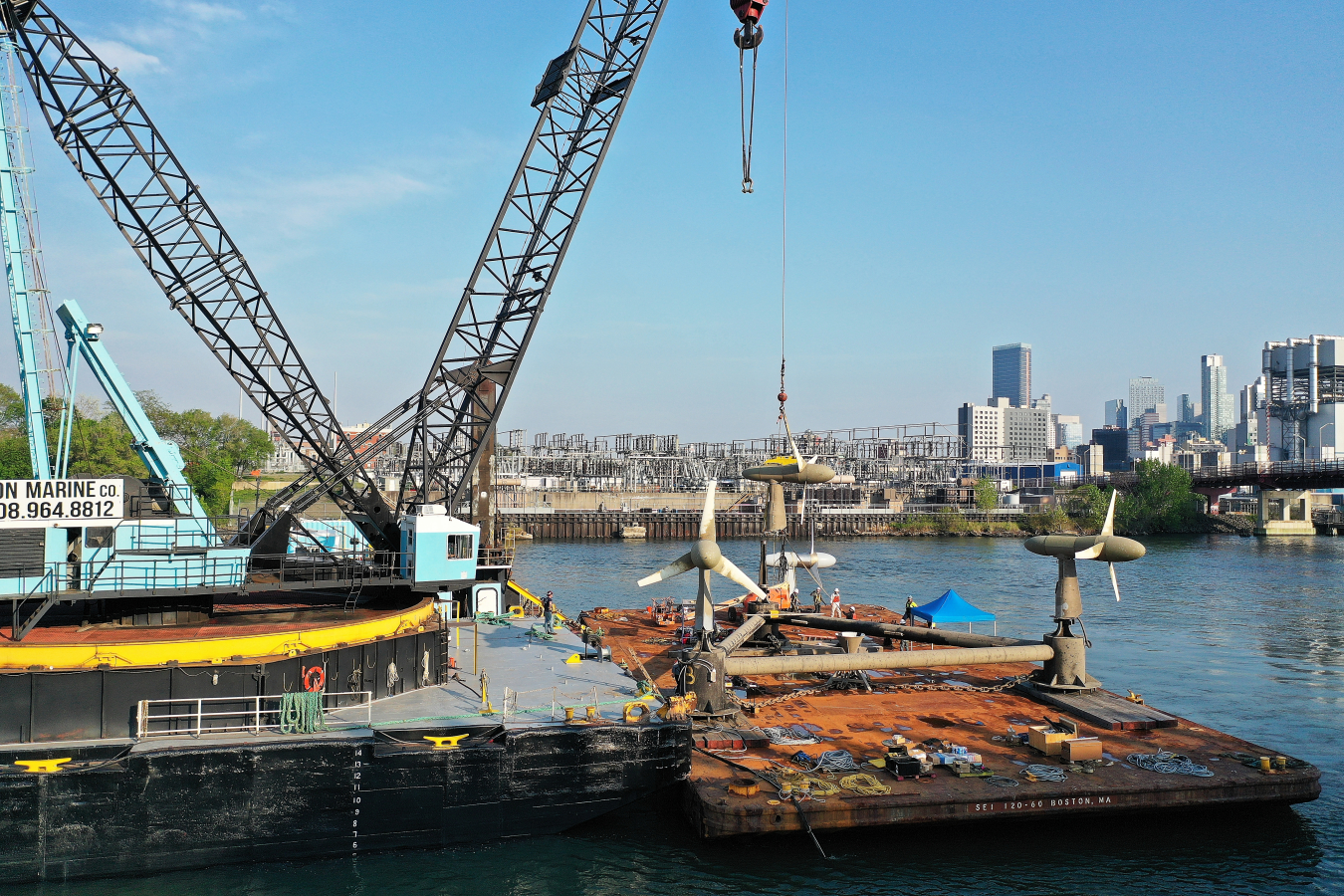 Verdant Power TriFrame mount at its Roosevelt Island Tidal Energy site in New York’s East River