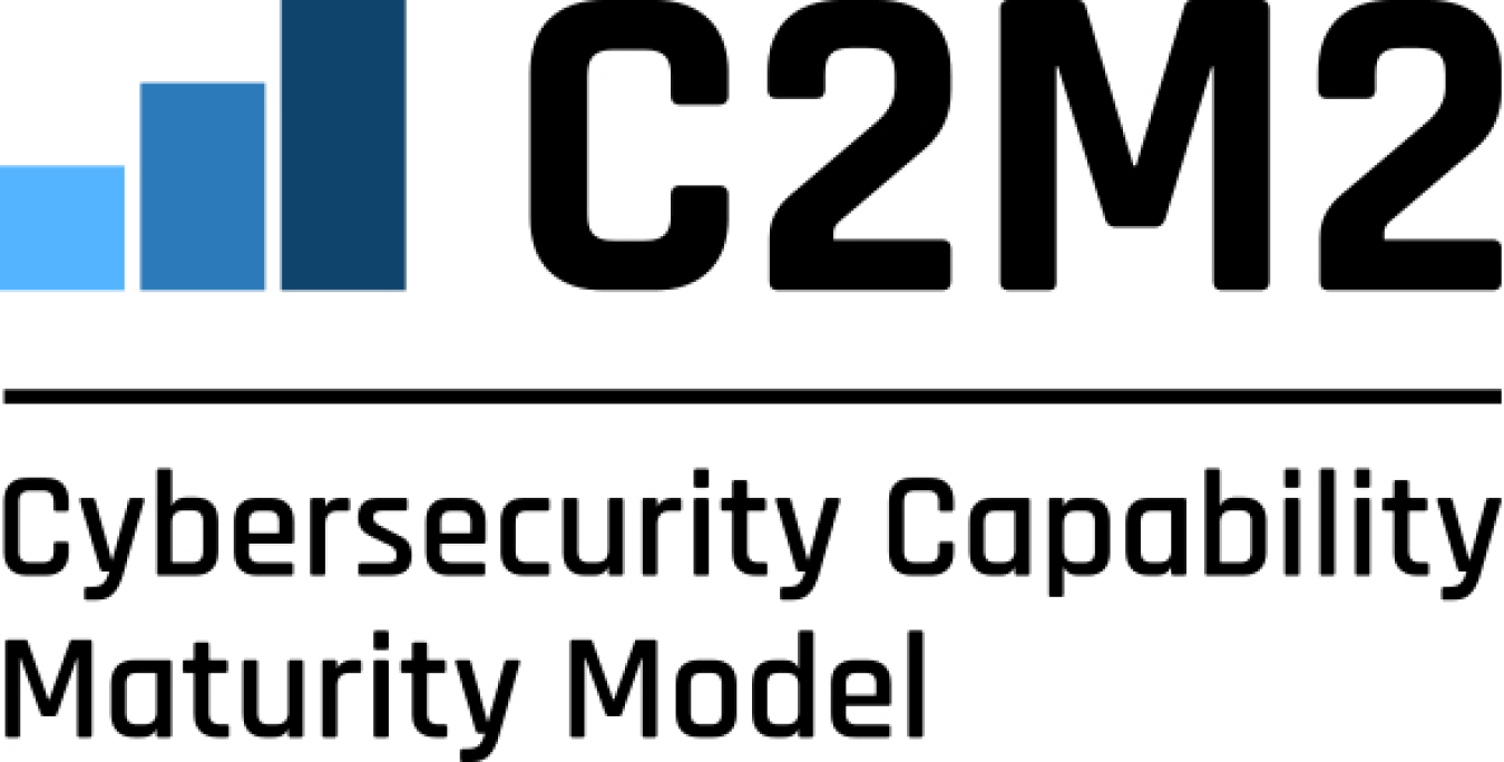 C2M2 bar graph logo over the text: Cybersecurity Capability and Maturity Model