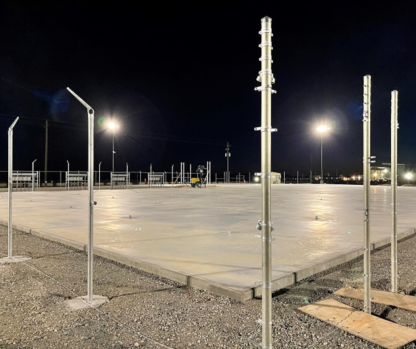 EM contractor Central Plateau Cleanup Company installed lighting and fencing around two large storage pads this spring. The project to load nearly 2,000 radioactive capsules in dry-storage casks and transport the casks to the storage area is expected to be completed in 2025.