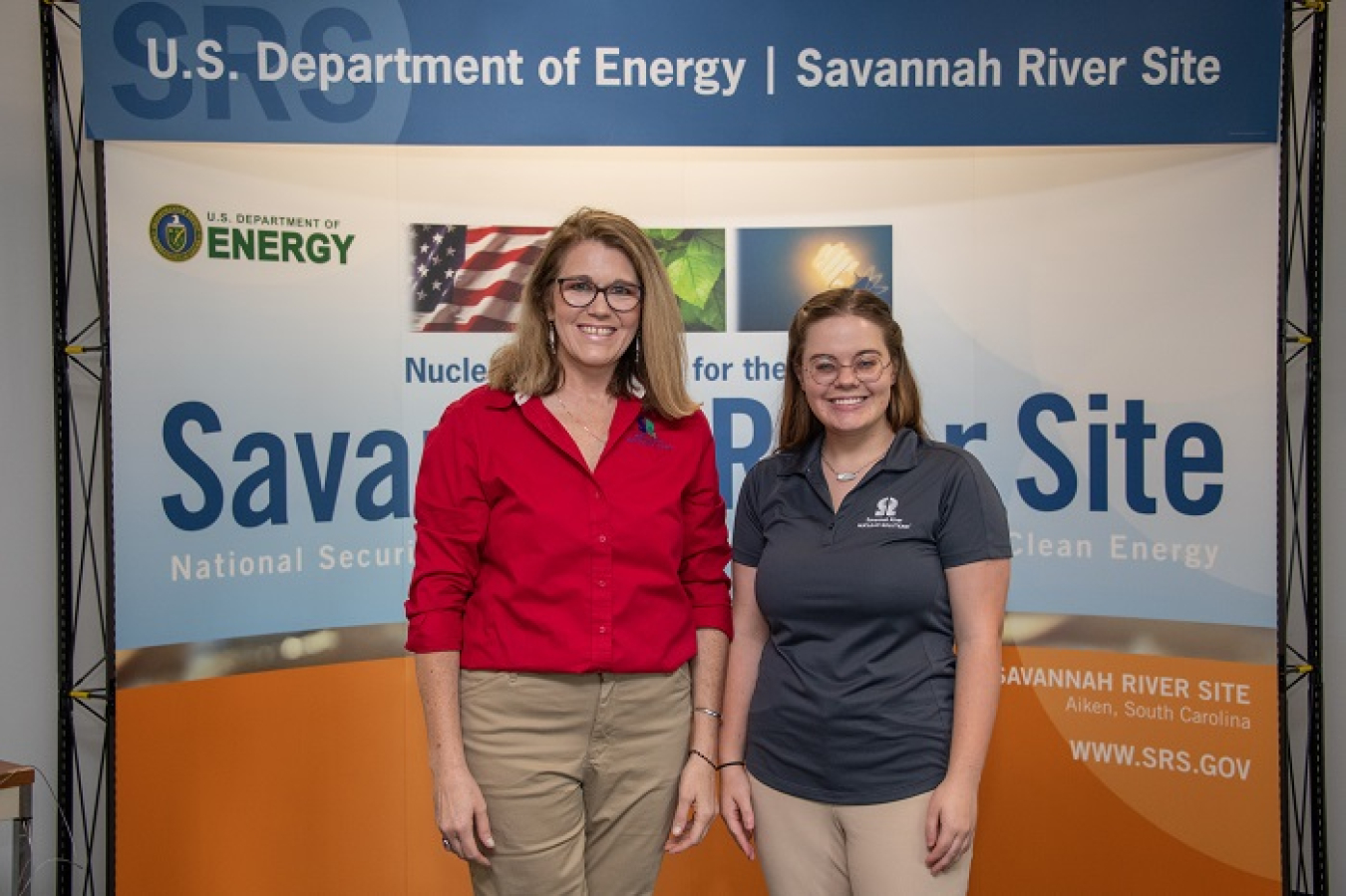 Jennifer Scott, left, and Alex Lee, employees with Savannah River Site contractor Savannah River Nuclear Solutions, were honored by the Voluntary Protection Programs Participants' Association for their safety efforts.