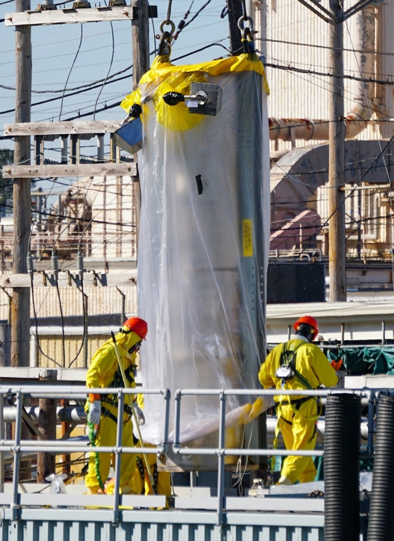 Crews with Savannah River Remediation install four new ion-exchange columns into the Tank Closure Cesium Removal unit at the Savannah River Site.