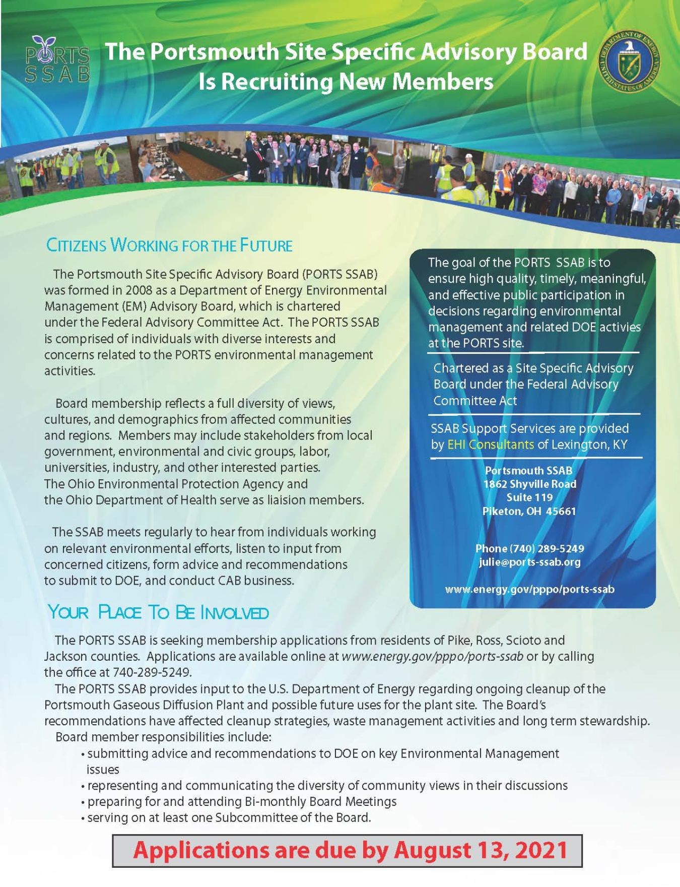 This is an image of a poster to recruit people to apply for membership on the Portsmouth SSAB.