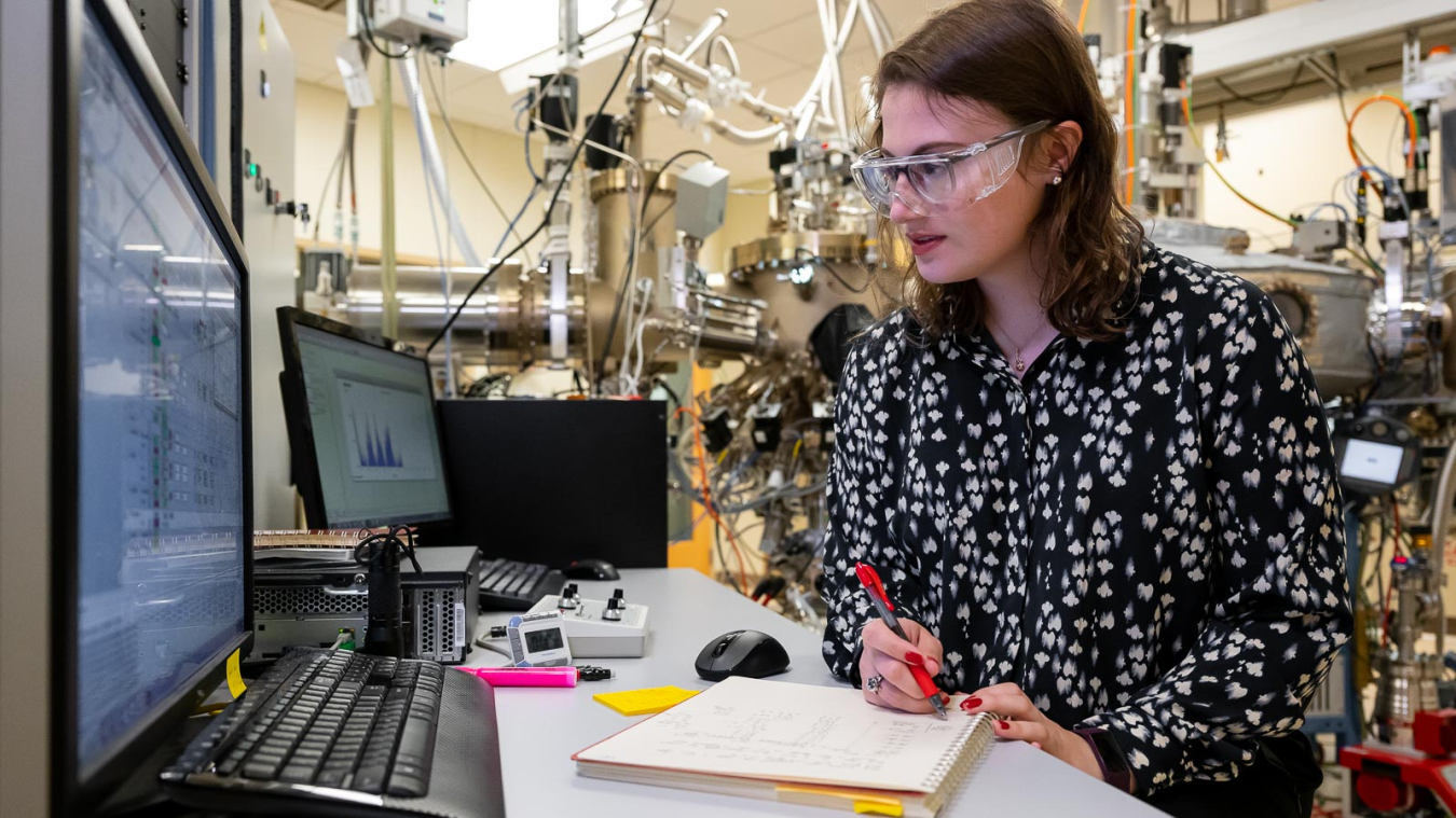 Katie Sautter is a postdoctoral researcher in Supratik Guha's lab at Argonne National Laboratory. She builds materials for quantum devices using a molecular beam epitaxy machine.