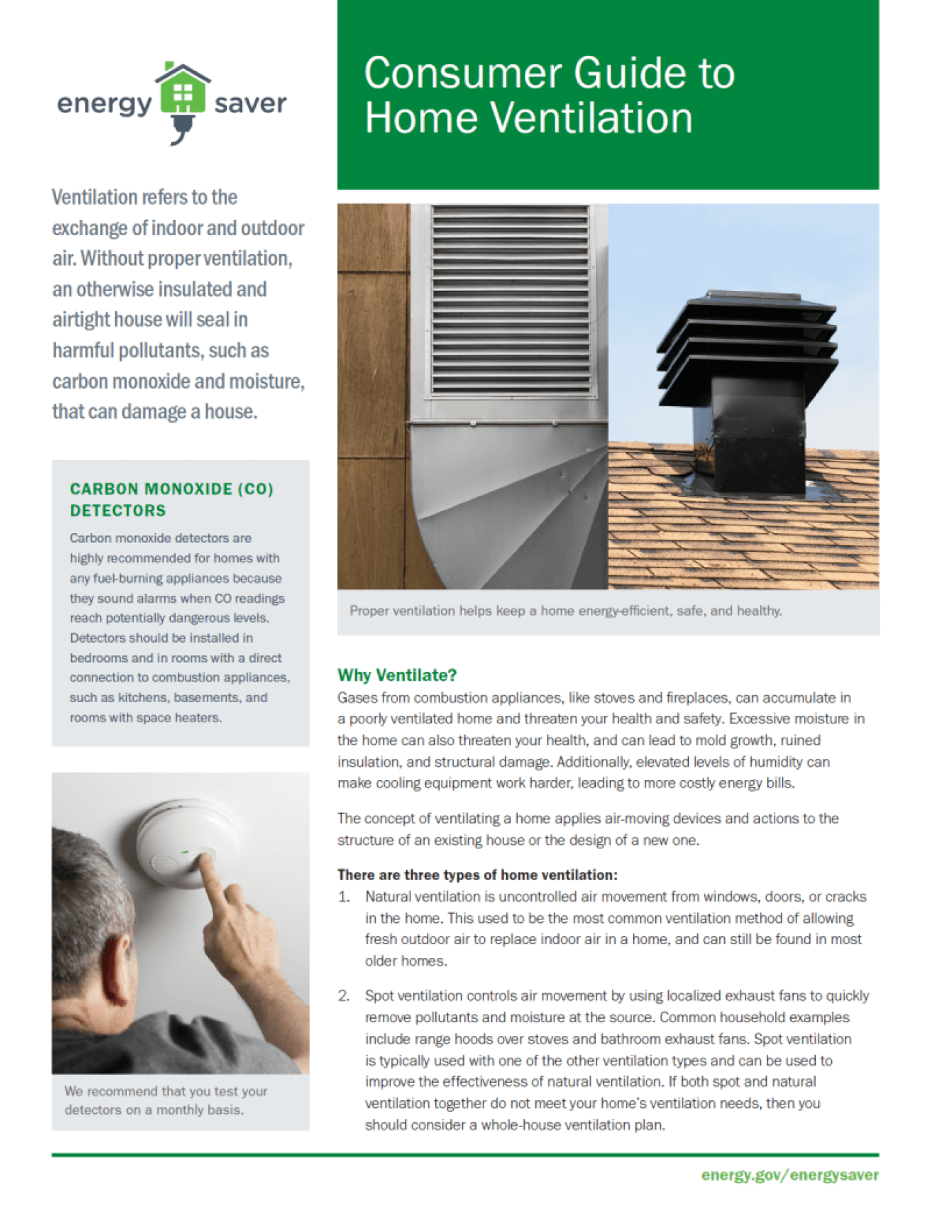 Thumbnail of the Consumer Guide to Home Ventilation fact sheet.