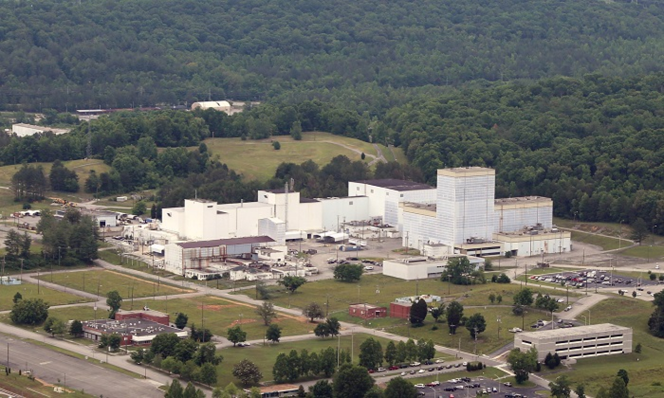 An aerial view of the Centrifuge Complex before demolition. EM completed removal of the sprawling 235,000-square-foot complex at East Tennessee Technology Park in July 2020.