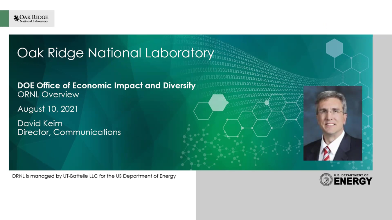 DOE National Laboratory Information Session: Oak Ridge National Laboratory