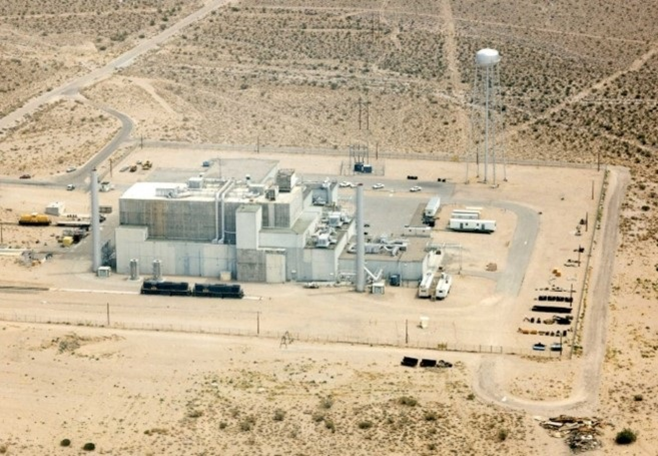 An aerial view of the Engine Maintenance, Assembly, and Disassembly (EMAD) complex on the Nevada National Security Site. The EM Nevada Program is preparing to demolish and close the EMAD and Test Cell C complexes.