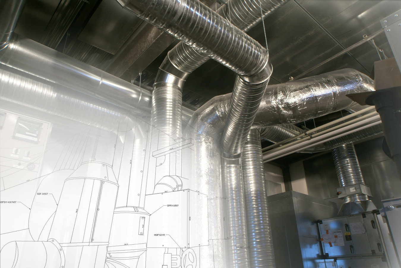 Photo of ductwork inside of a building.