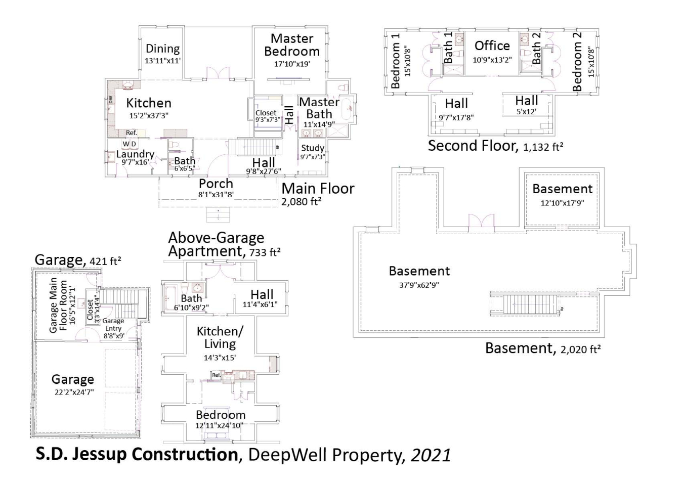Floorplans for DeepWell Property by S.D. Jessup Construction Inc.